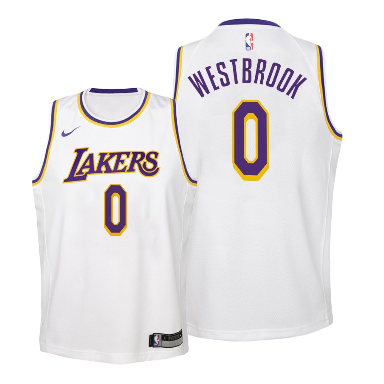 Youth Los Angeles Lakers Russell Westbrook #0 NBA 2021 Association Edition White Basketball Jersey RXI7483VA